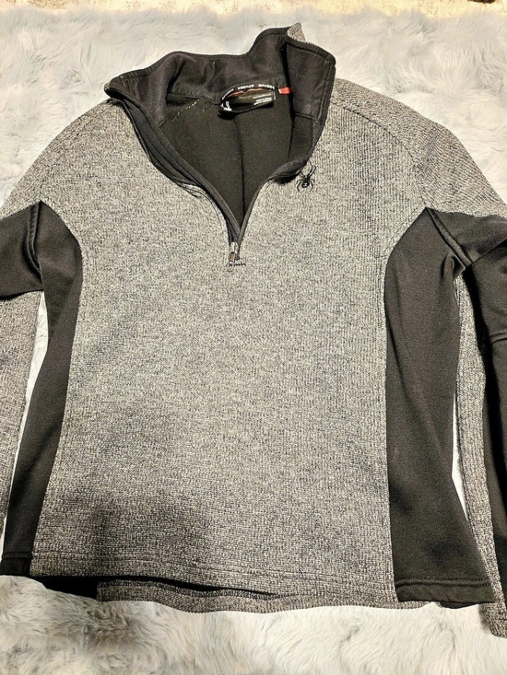 Spyder Constant Heather Grey Sweater Knit Fleece Quarter Sleeve M